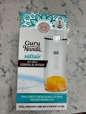Guru Nanda Saltair Salt Lamp & Essential Oil Diffuser - White with Amber Salt